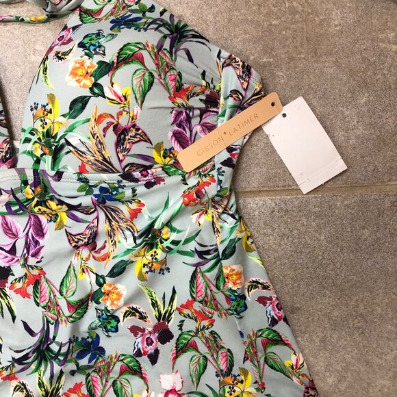Gibson Latimer Tankini Bathing Suit Top Sz Large Tropical Floral Escape FLAW Tag - Picture 10 of 15